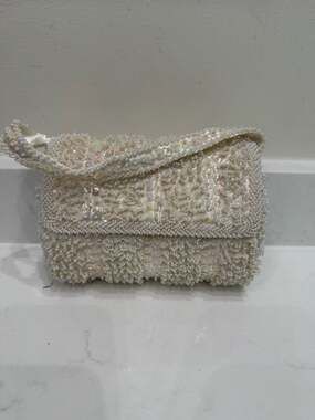 Vintage Star Brand Iridescent Pearl and Sequin Beaded Evening Clutch Bag